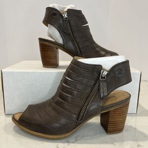 Josef Seibel Bonnie EU 37 US 6 - 6.5 Taupe Brown Leather Peep Toe Booties Sandal